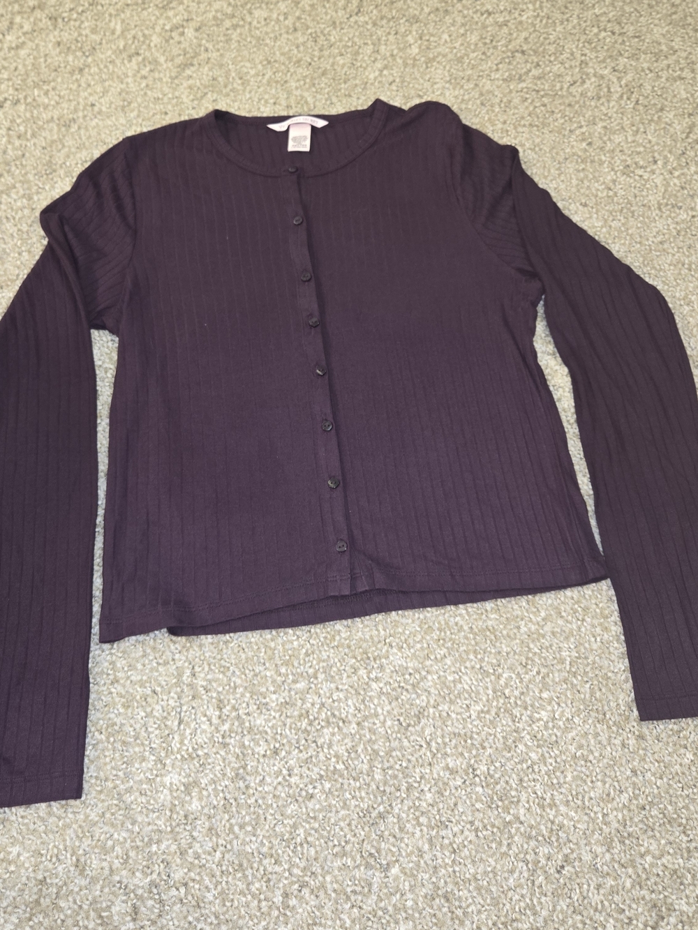 Victoria's Secret Ribbed Button-Front Top - Plum